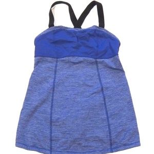 Lululemon Run Catch Me Tank Top in Pigment Blue Tonka Stripe sz 6